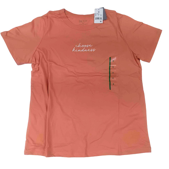 2 x Women's MEDIUM "Choose Kindness" SS Graphic T-Shirt - Misty Rose (2-Pack) - Picture 3 of 6